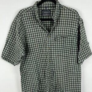 Unlisted Casual Button Shirt Size M Gray Blue Plaid Short Sleeve Collared Pocket